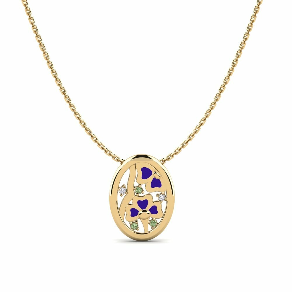 Vàng 18K Kim Cương Xanh Lá Cây Mặt dây chuyền nữ Deducible