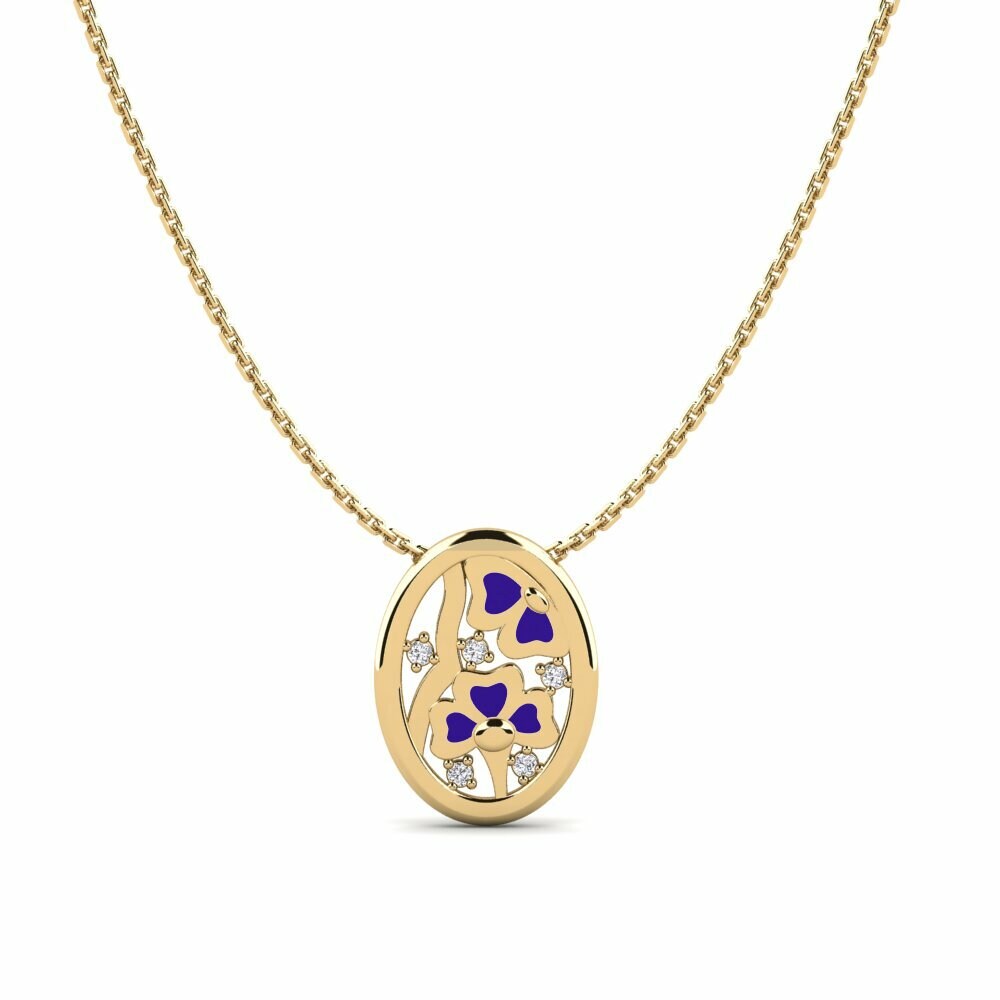 Vàng 14K Kim Cương Nhân Tạo Mặt dây chuyền nữ Deducible