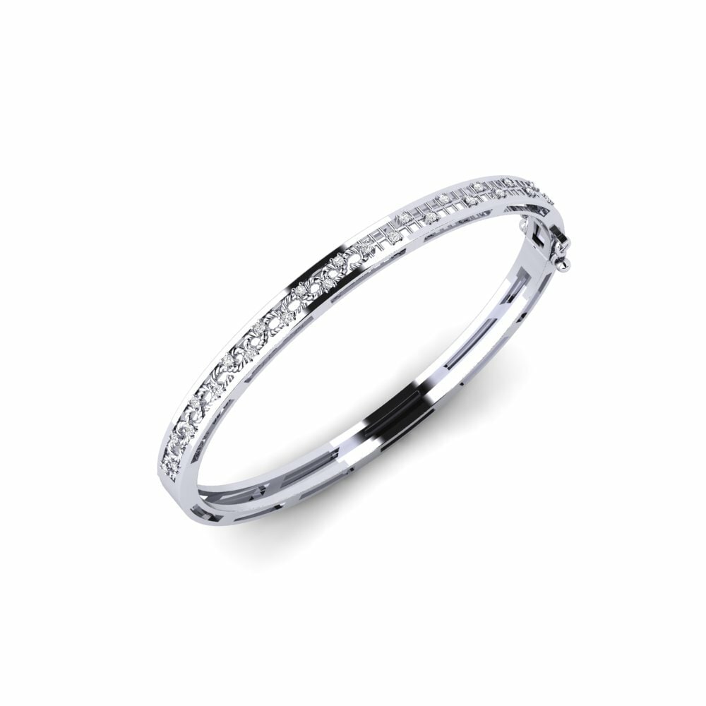 Or Blanc 585 Bracelet jonc femme Dunlewey