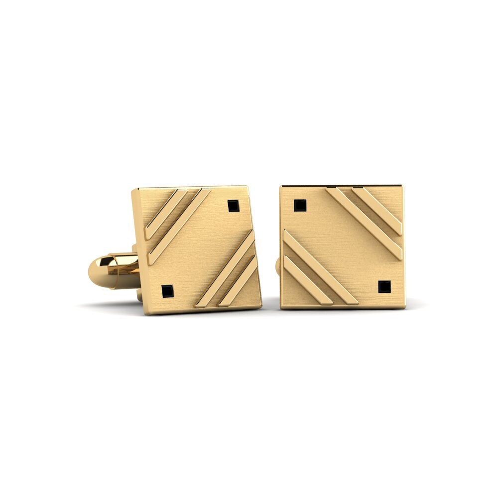 585 Gult Guld Sort Diamant Manchetknap Cranlony