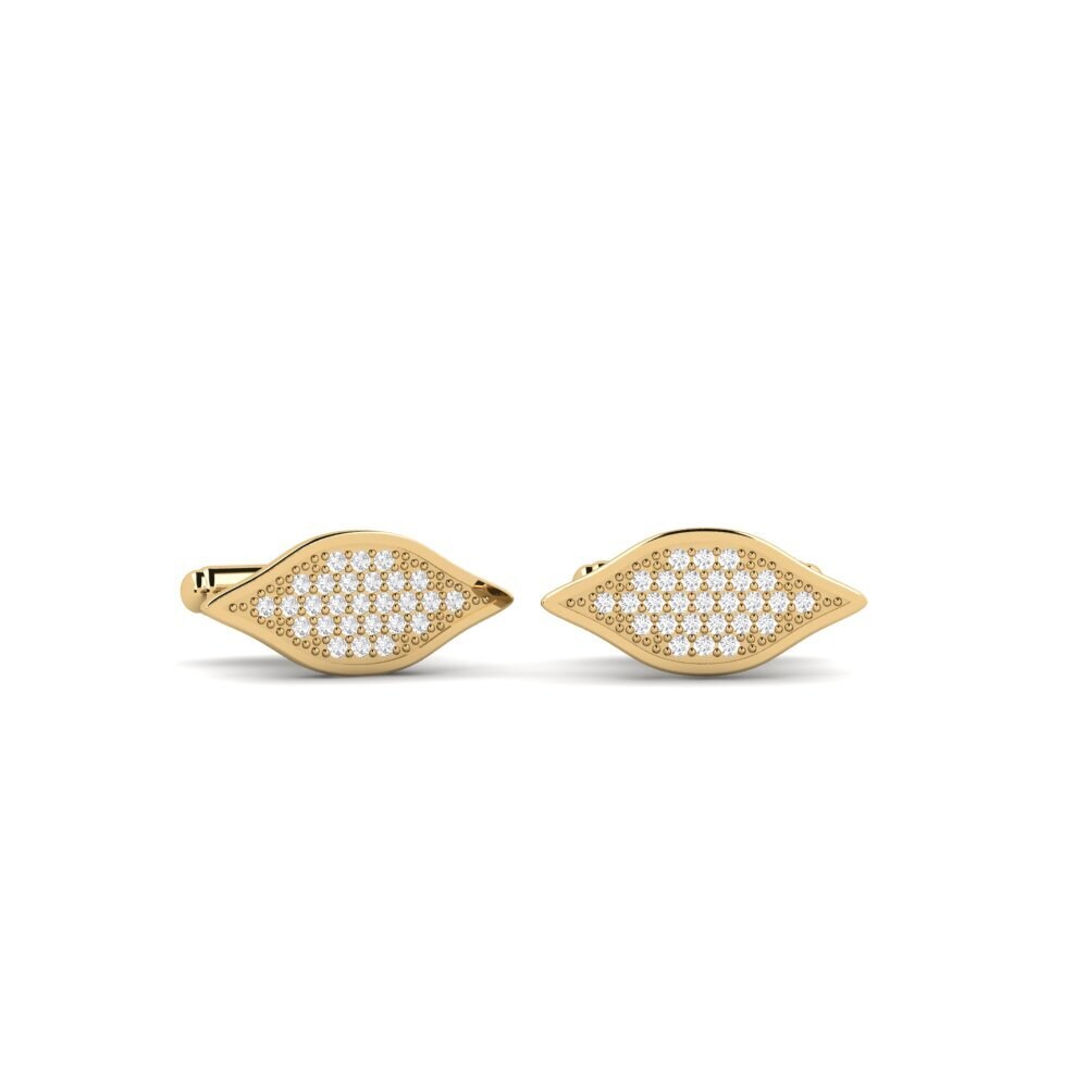 14ct Yellow Gold White sapphire Cufflink Dalerav