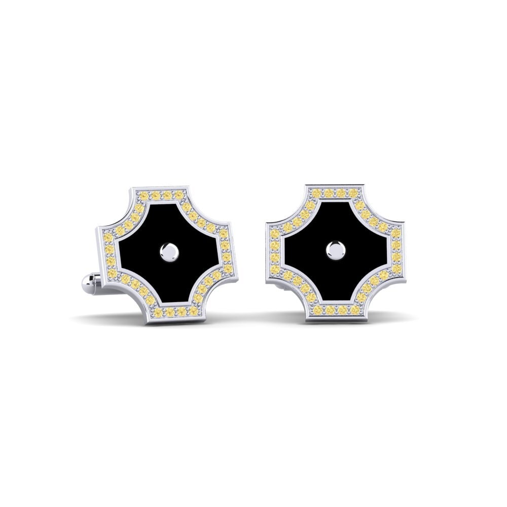 Diamante Amarelo Abotoadura Etarw
