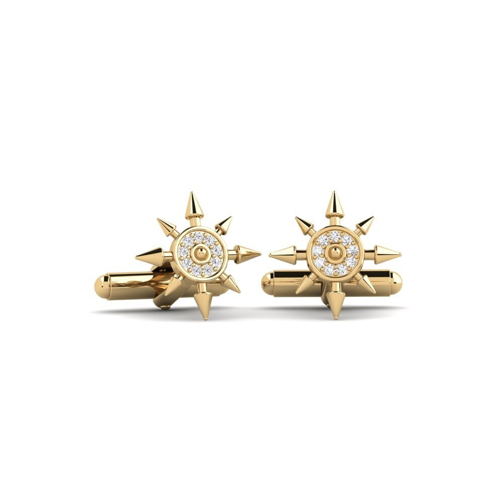 14ct Yellow Gold White sapphire Cufflink Glati