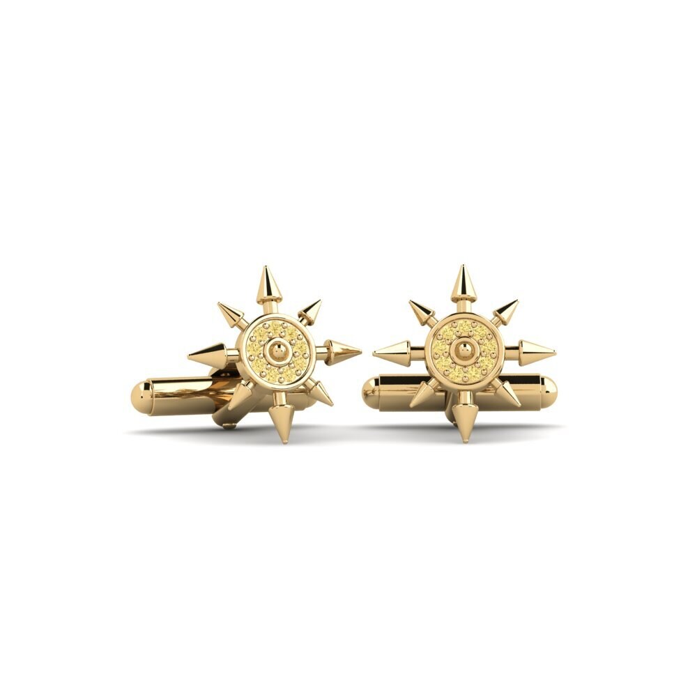 585 Gult Guld Gul Diamant Manchetknap Glati