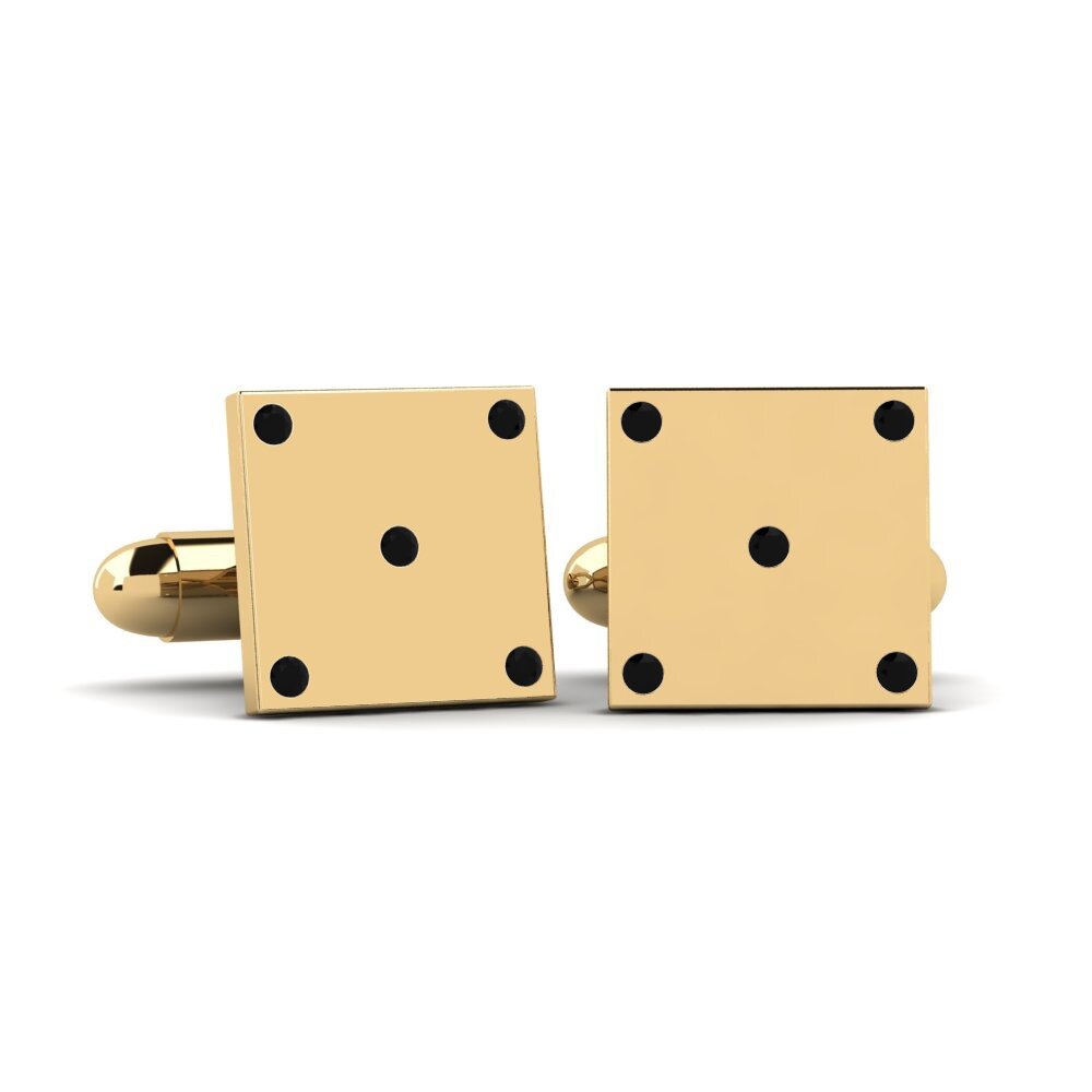 585 Gult Guld Sort Diamant Manchetknap Mozot