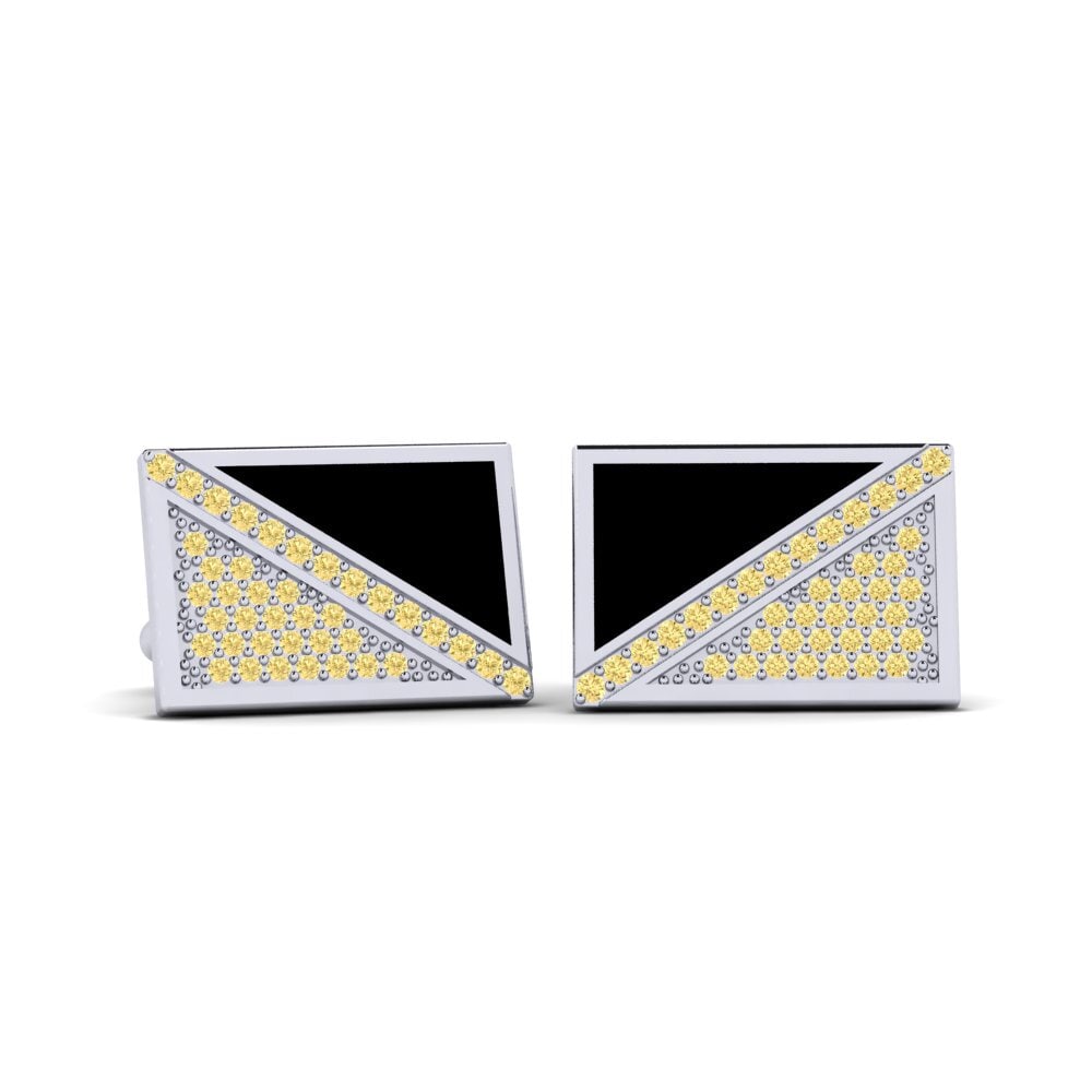 Diamante Amarelo Abotoadura Nden