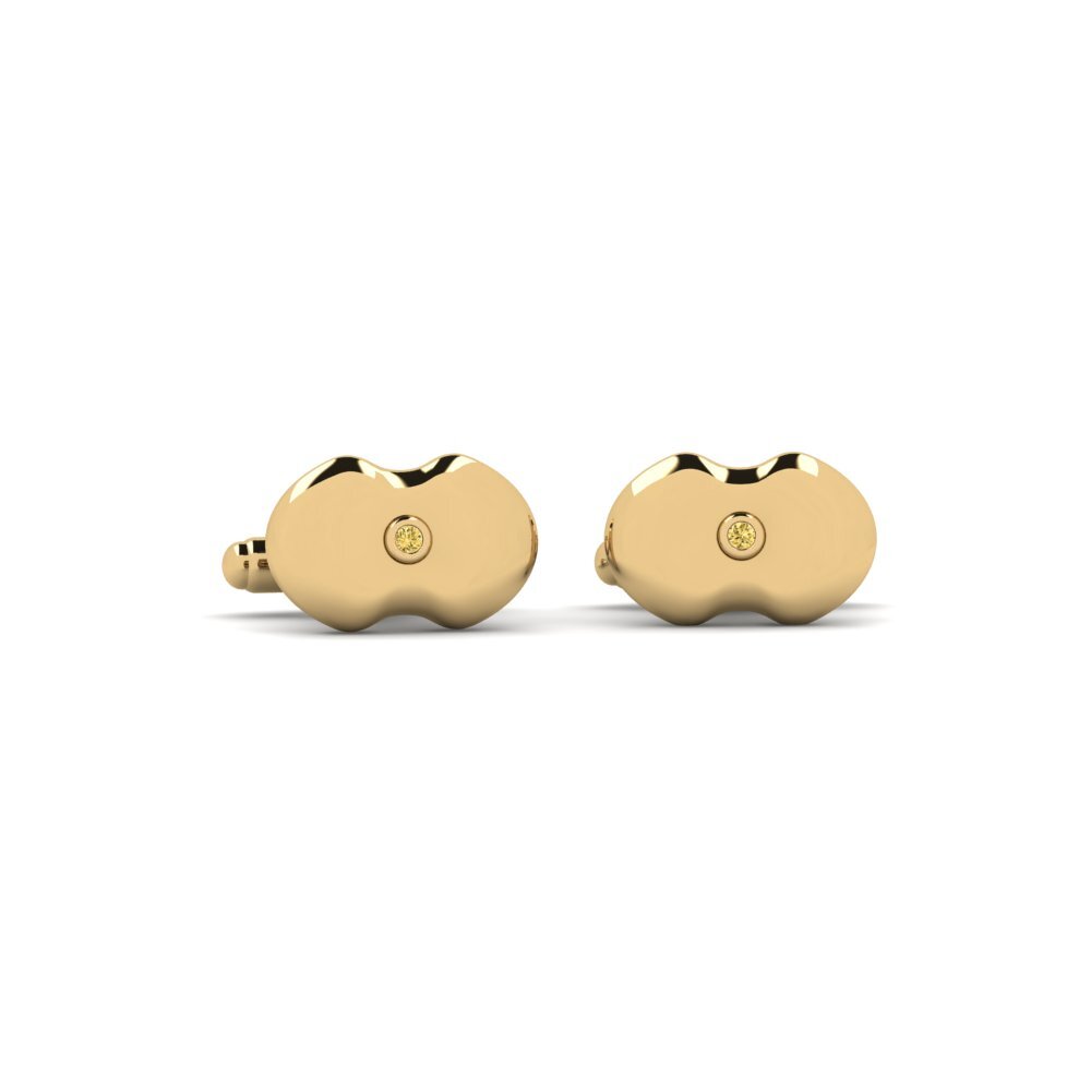 585 Gult Guld Gul Diamant Manchetknap Tensla