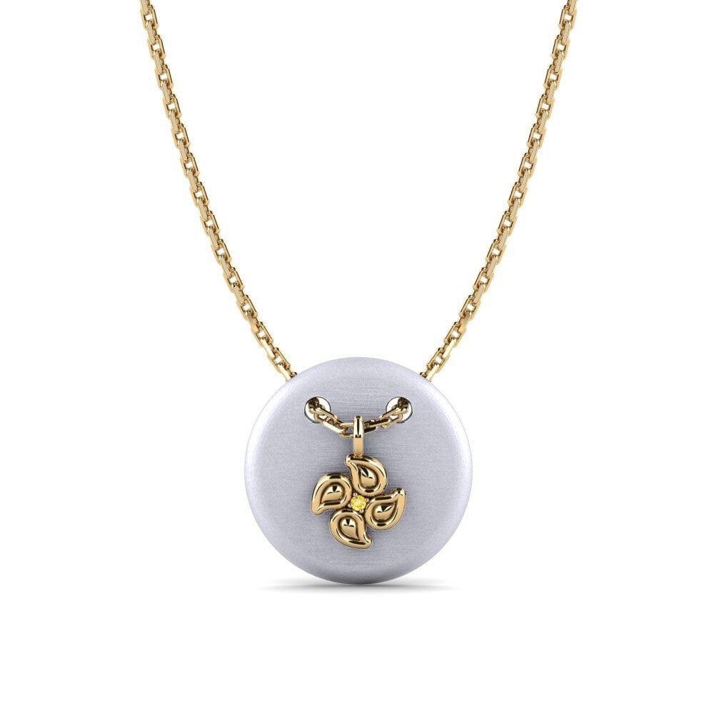 9k Oro Amarillo & Blanco Zafiro amarillo Colgante de Mujer Asperkan