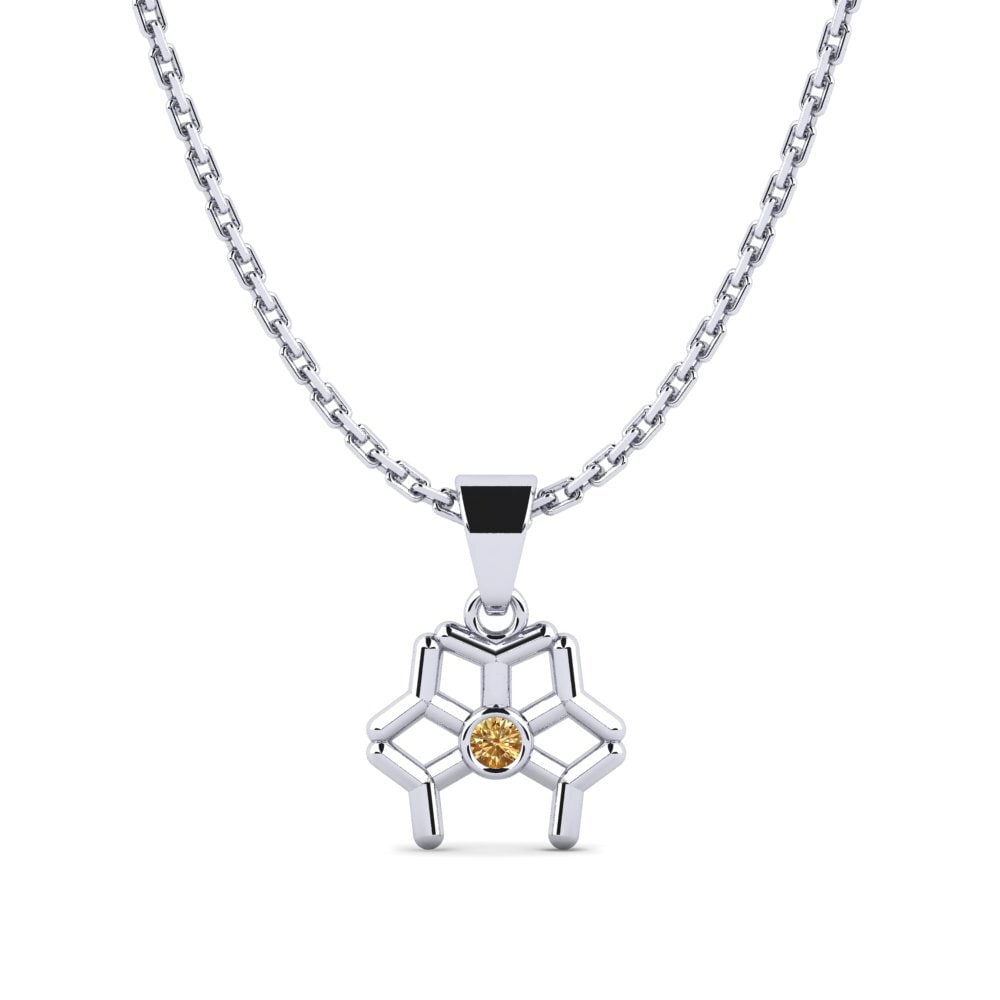 14k Oro Blanco Diamante café Colgante de Mujer Powell