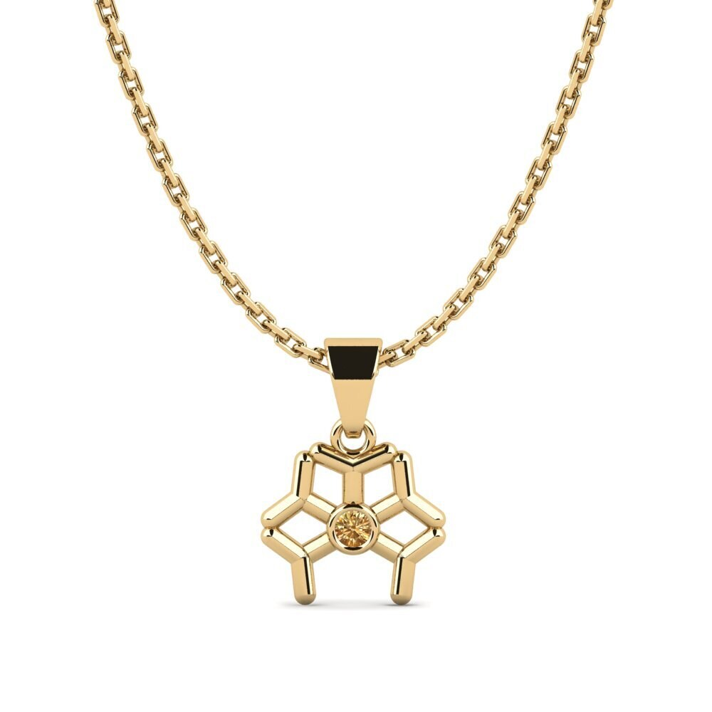 14k Oro Amarillo Diamante café Colgante de Mujer Powell