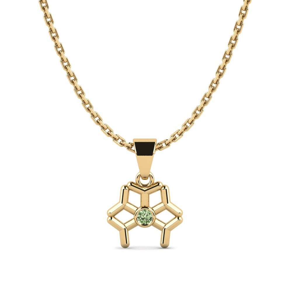 14k Oro Amarillo Diamante Verde Colgante de Mujer Powell