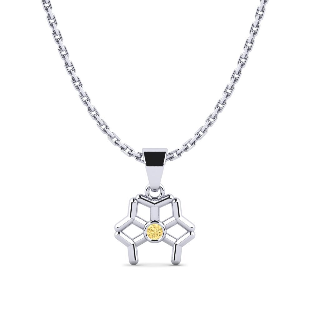 18k Oro Blanco Diamante Amarillo Colgante de Mujer Powell