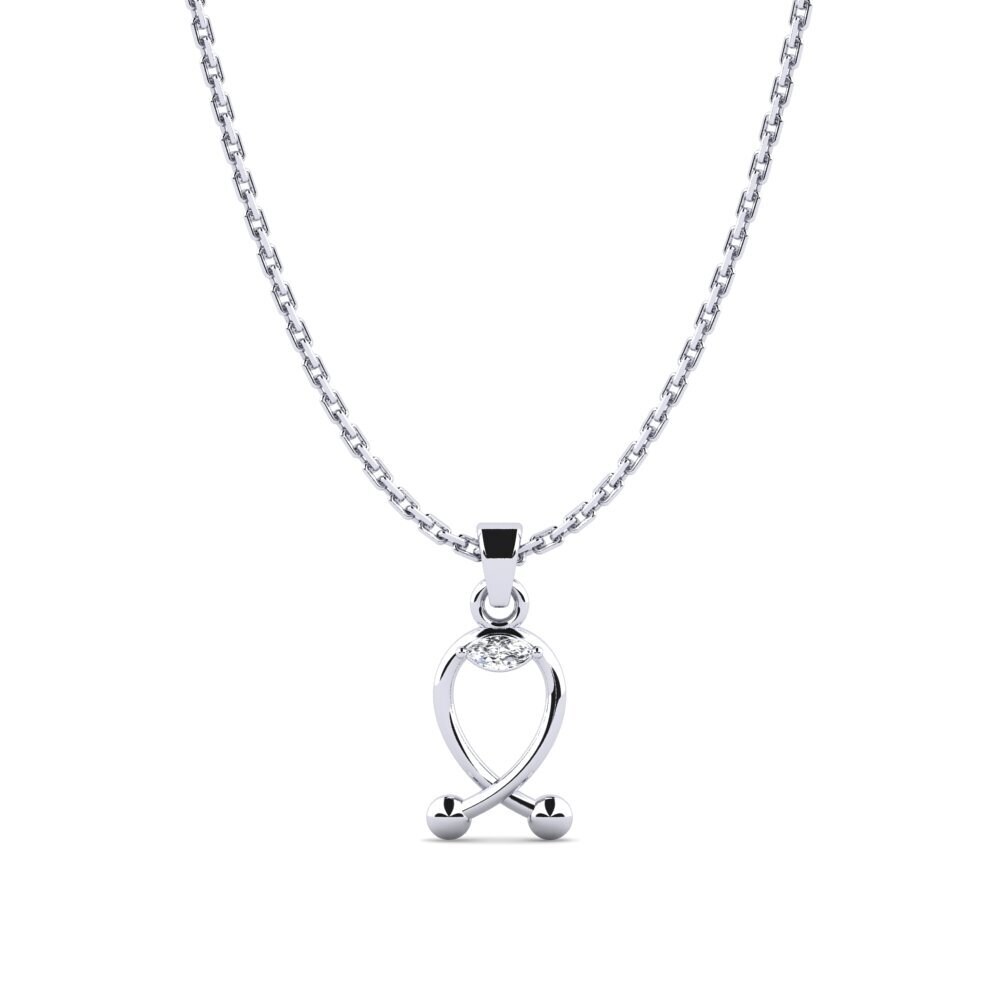 18k Oro Blanco Diamante cultivado en laboratorio Colgante de Mujer Tarqusaj