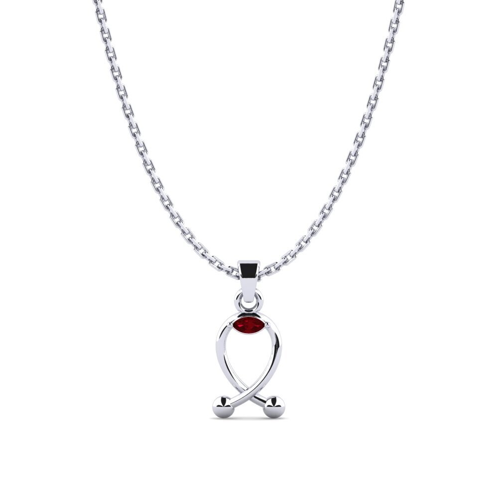 Platino 950 Circonita Roja Colgante de Mujer Tarqusaj