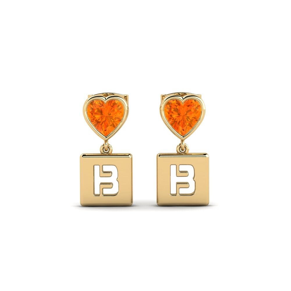 Orange Sapphire Women's Earring Camminare - B