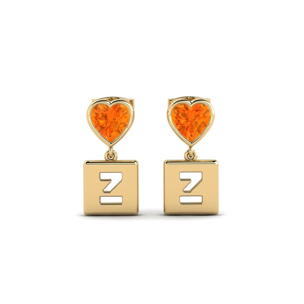 Orange Sapphire Women's Earring Camminare - Z