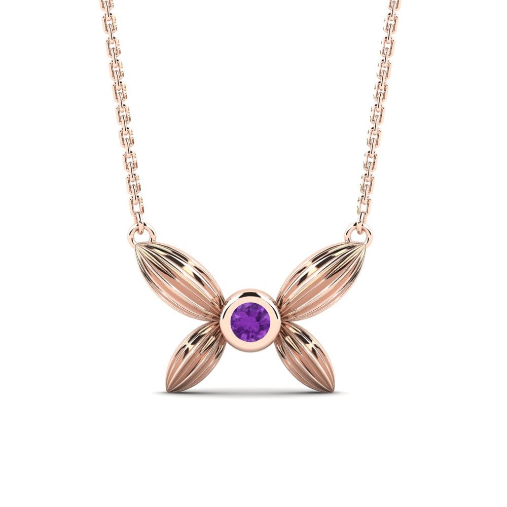 14k Oro Rosa Amatista Collar para Niño Belkims
