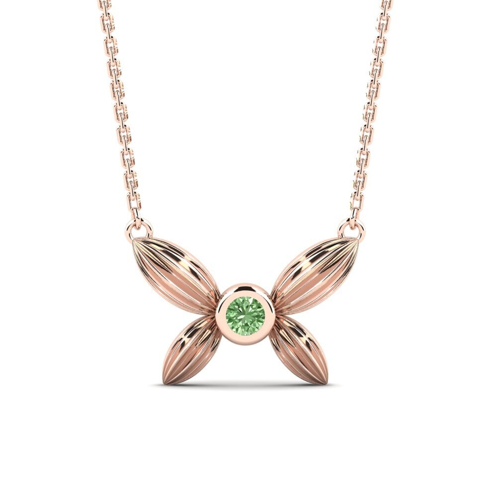14k Oro Rosa Diamante Verde Collar para Niño Belkims