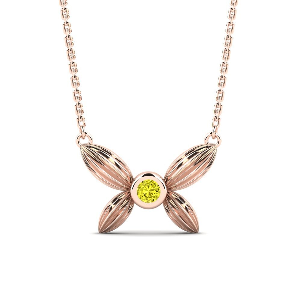 14k Oro Rosa Diamante Amarillo Collar para Niño Belkims