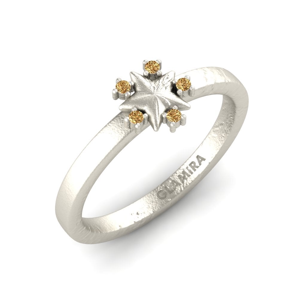 14k Oro Blanco Diamante café Anillo para Niño Culis