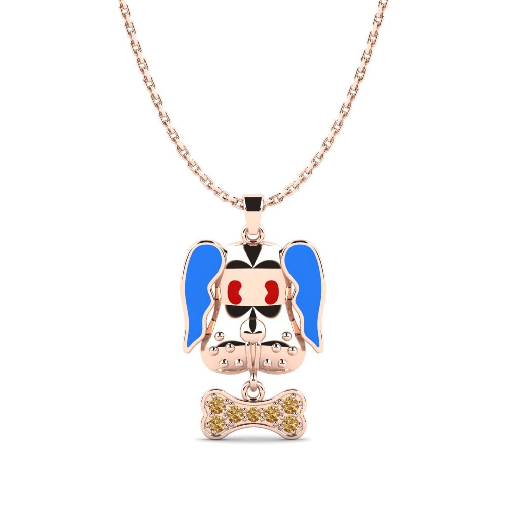 14k Oro Rosa Diamante Marrón Colgante para Niño Dmunrak