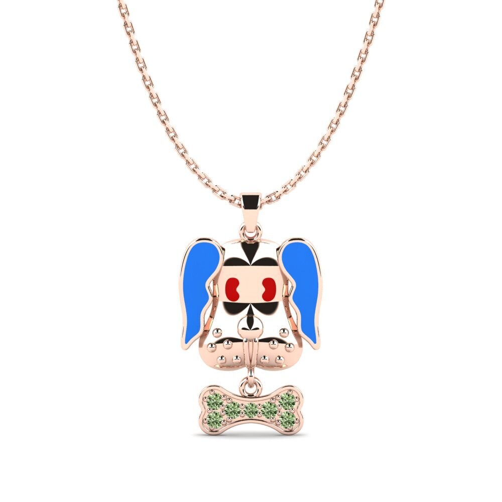 14k Oro Rosa Diamante Verde Colgante para Niño Dmunrak