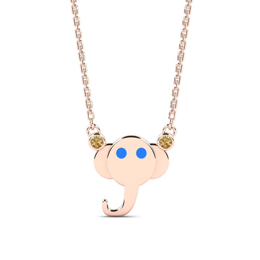 14k Oro Rosa Diamante Marrón Collar para Niño Dodo