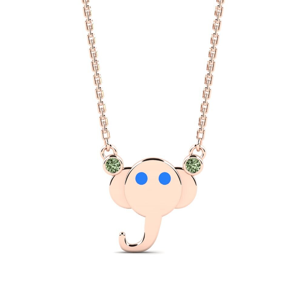 14k Oro Rosa Diamante Verde Collar para Niño Dodo