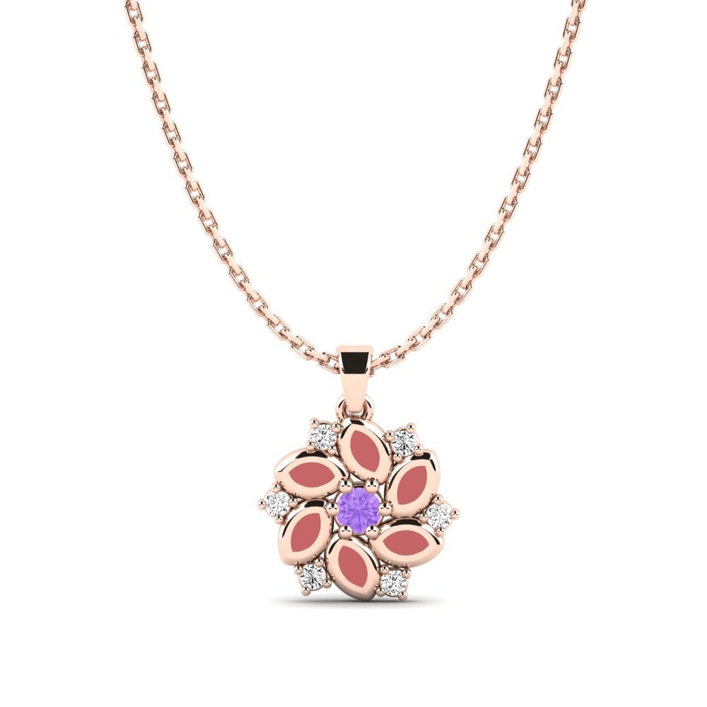 14k Oro Rosa Amatista Colgante para Niño Dolgo