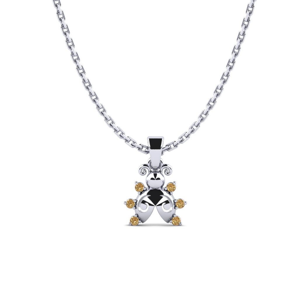 Paladio 950 Diamante Marrón Colgante para Niño Ecazo