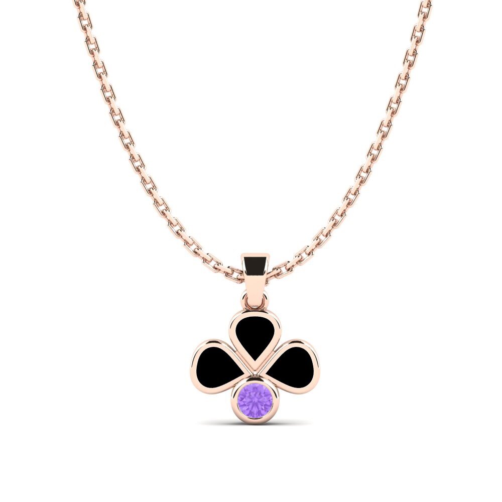 14k Oro Rosa Amatista Colgante para Niño Elies