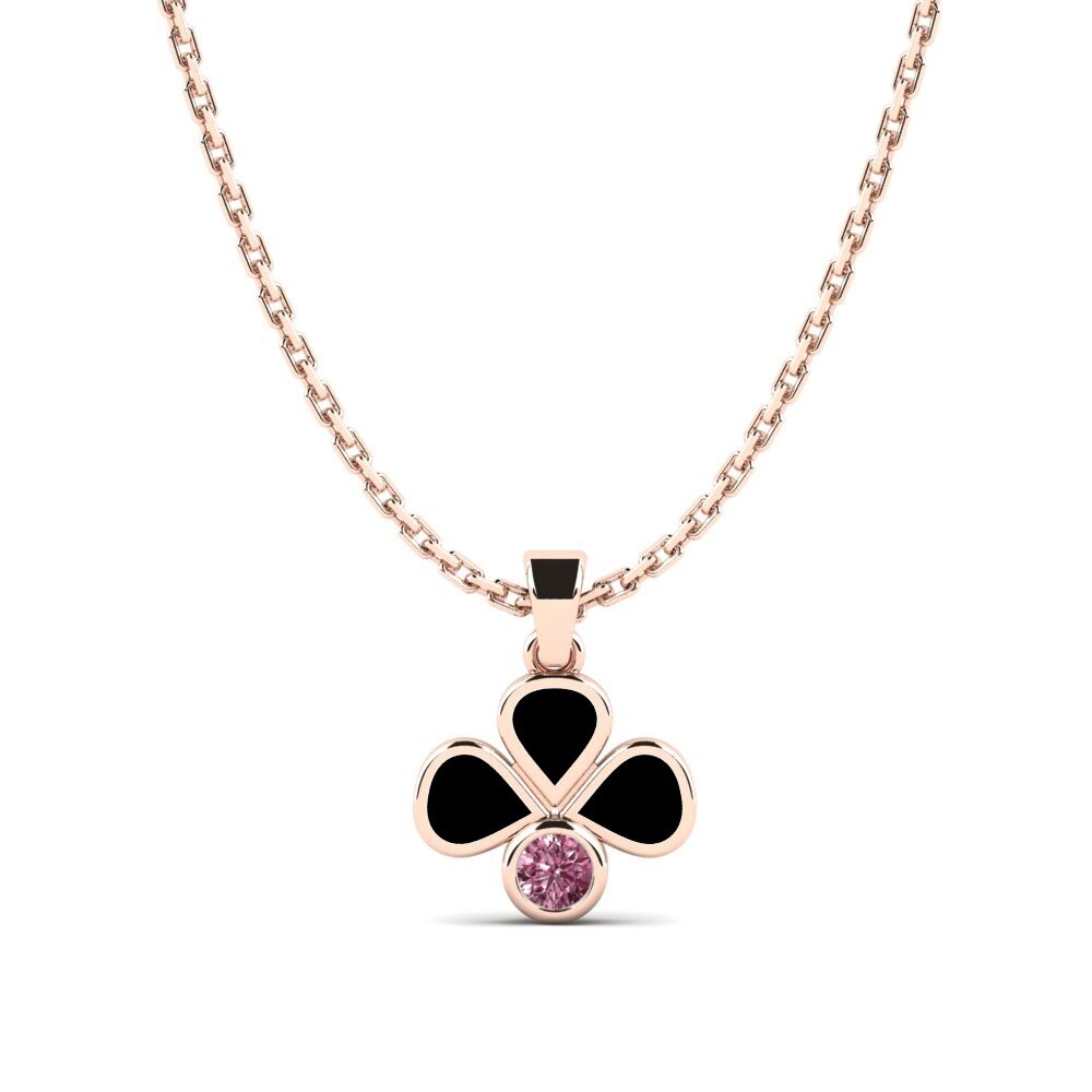 14k Oro Rosa Rodolita de Granito Colgante para Niño Elies