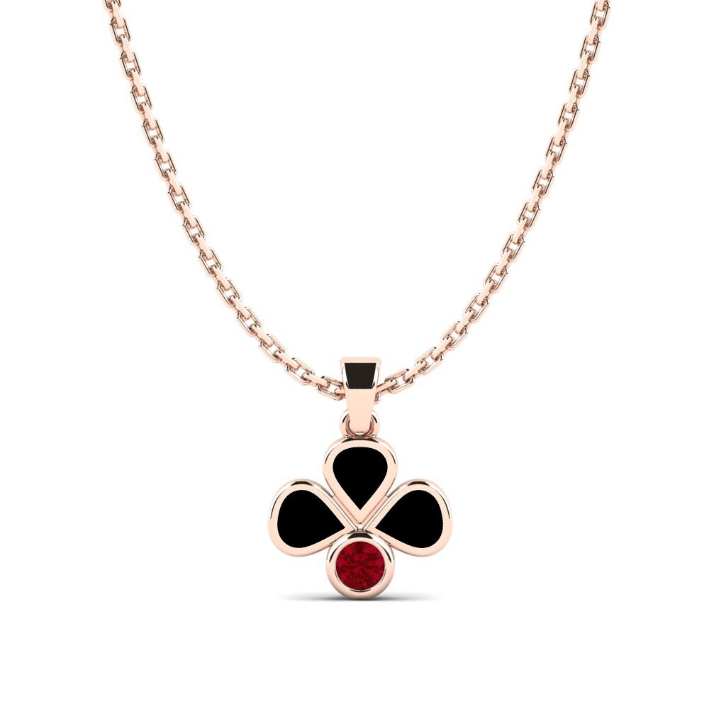 14k Oro Rosa Circonita Roja Colgante para Niño Elies