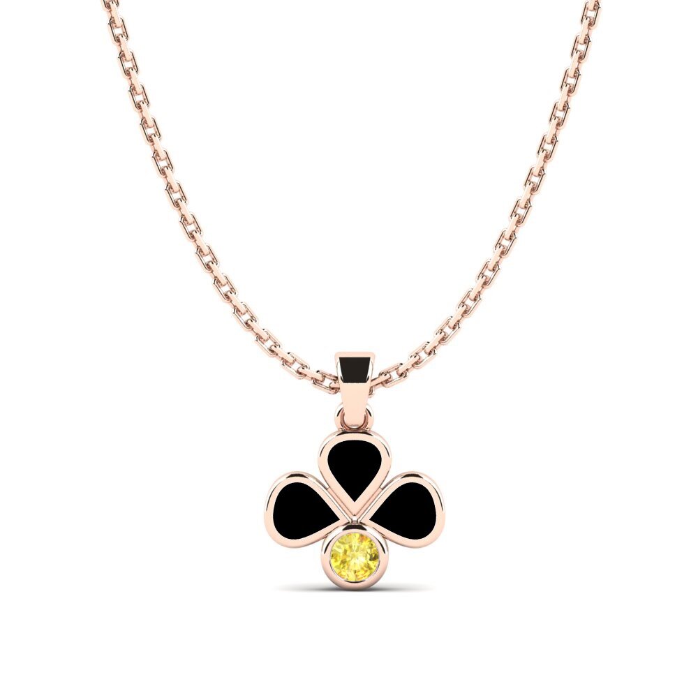 14k Oro Rosa Zafiro amarillo Colgante para Niño Elies