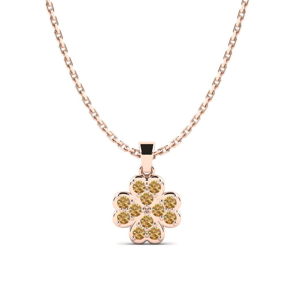 14k Oro Rosa Diamante Marrón Colgante para Niño Elst