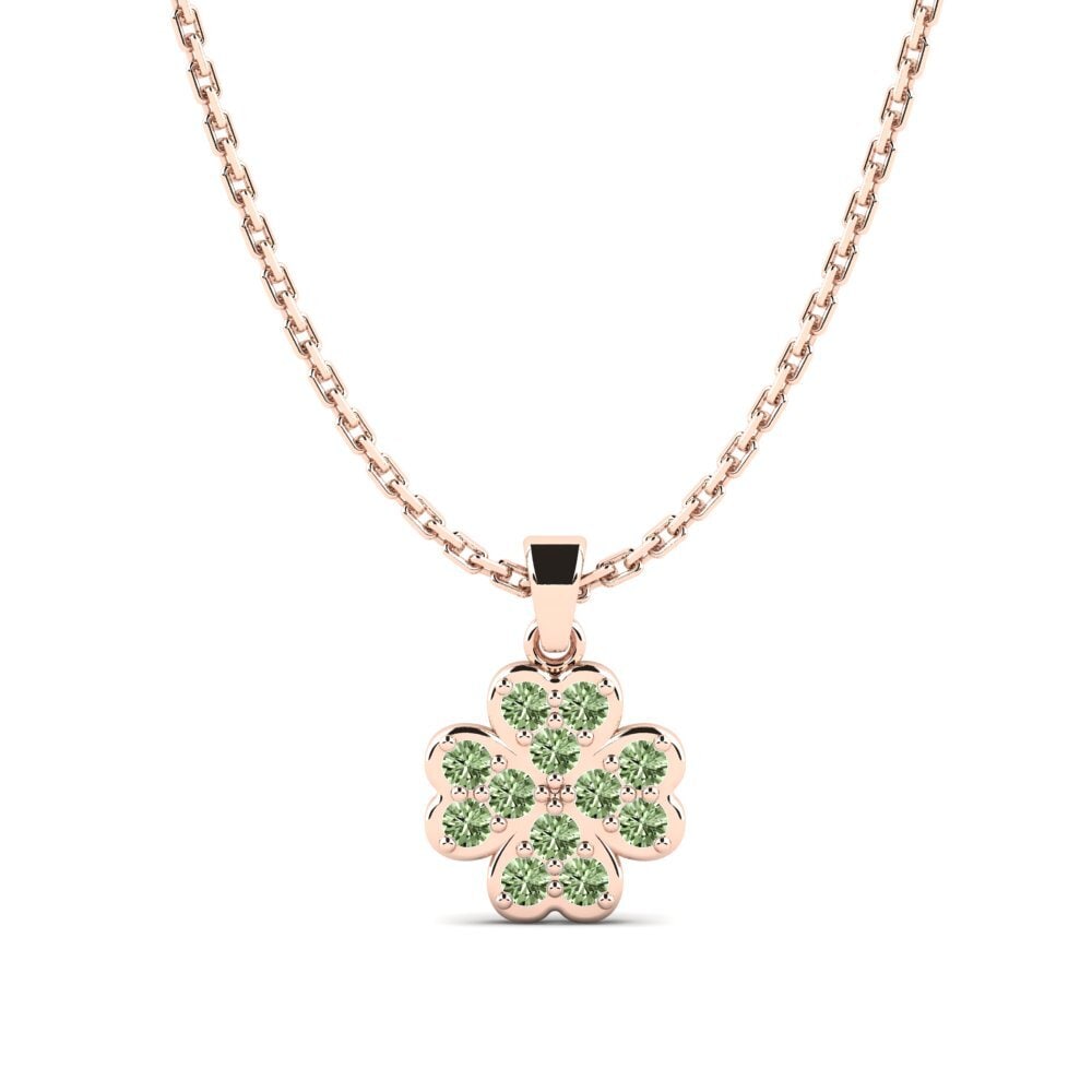 14k Oro Rosa Diamante Verde Colgante para Niño Elst