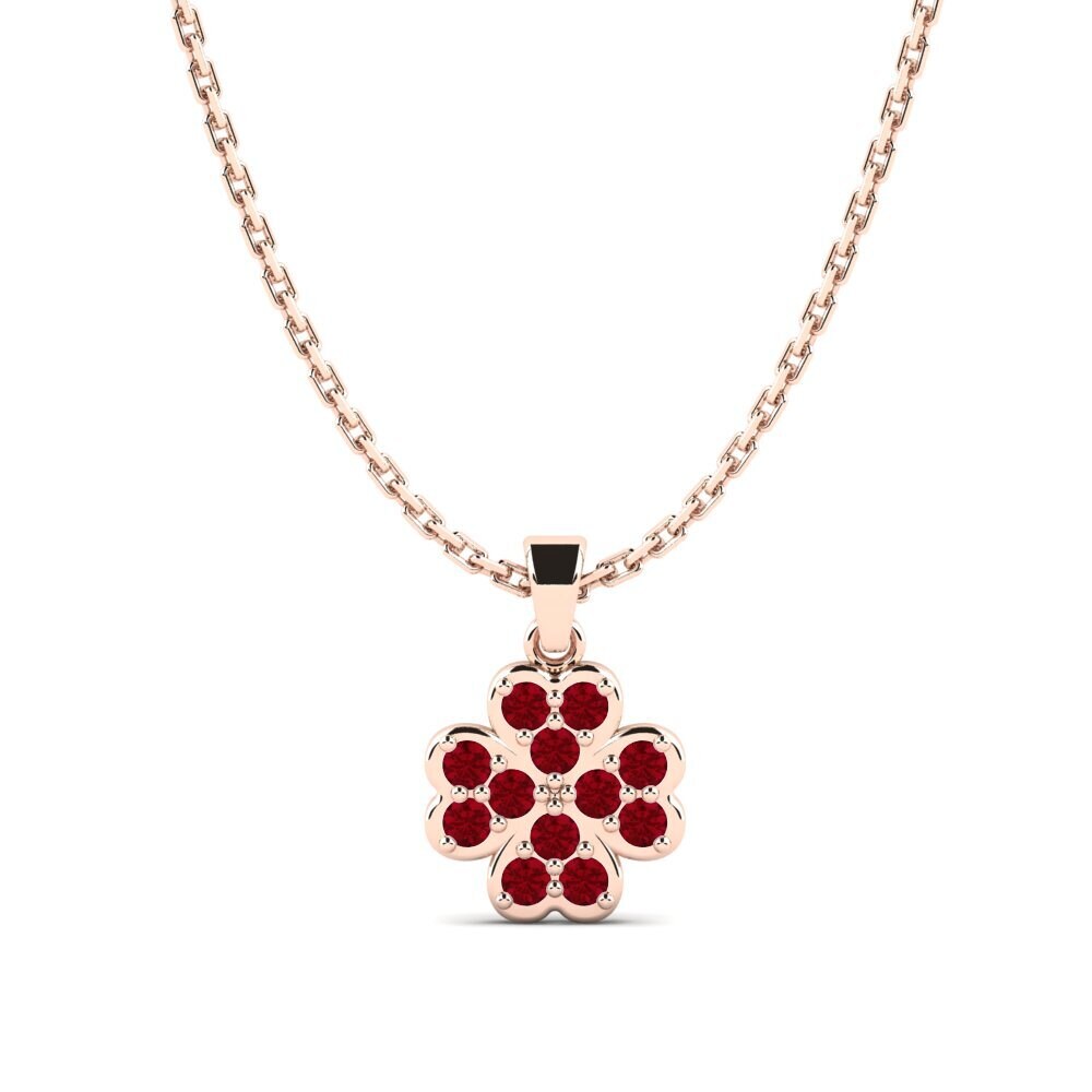 14k Oro Rosa Circonita Roja Colgante para Niño Elst