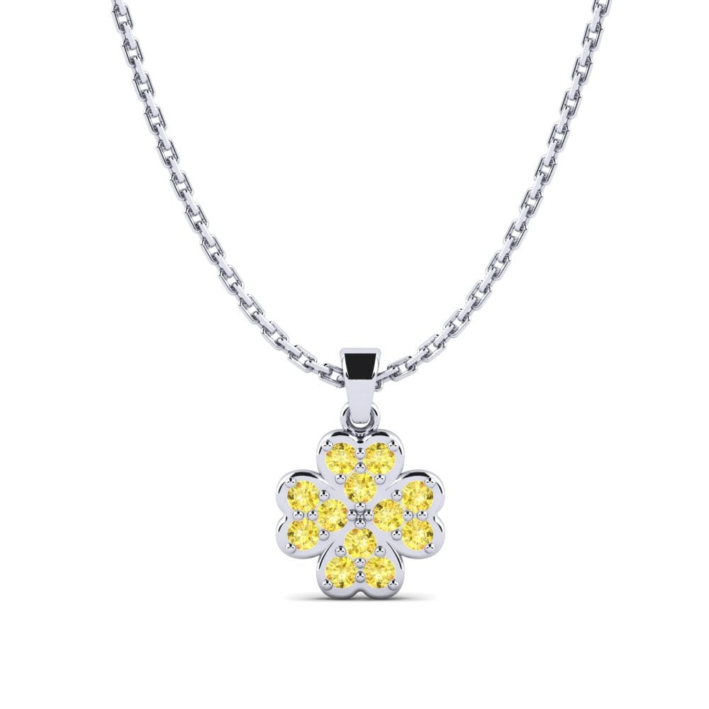14ct White Gold Yellow Sapphire Kid's Pendant Elst