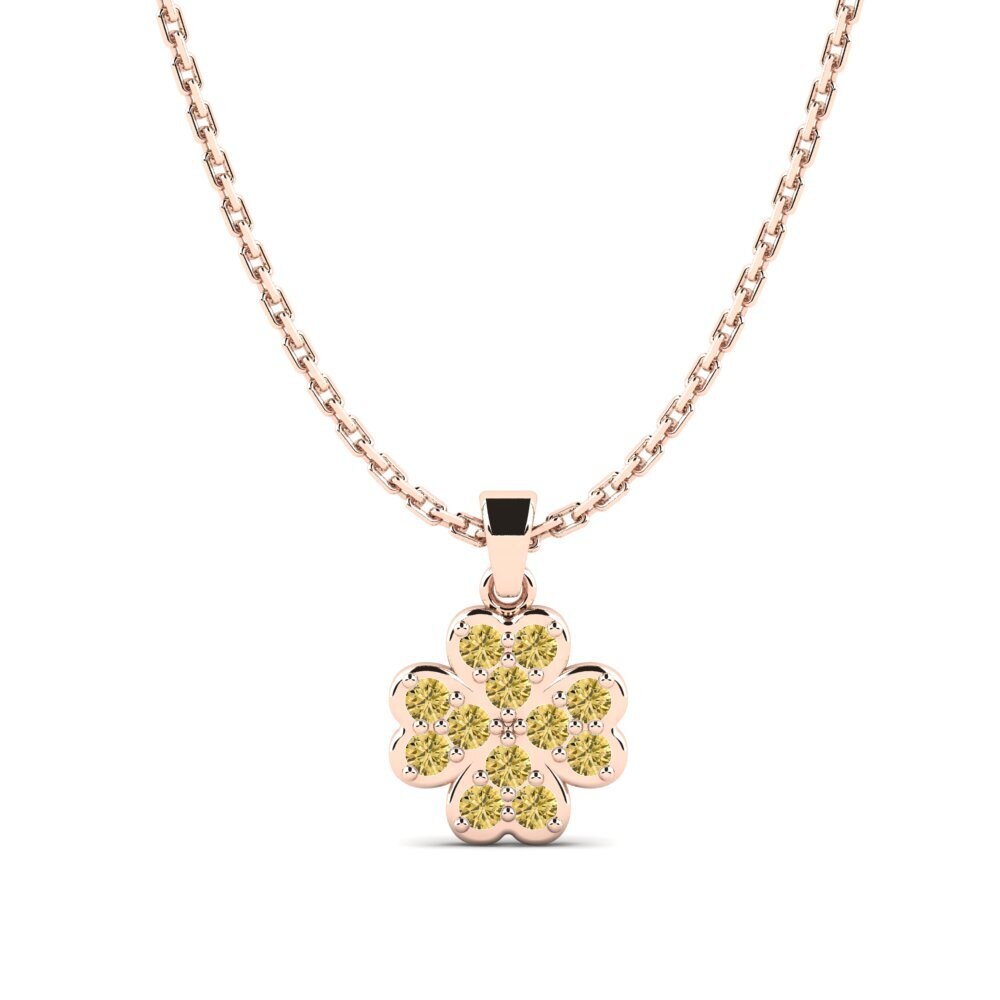 14k Oro Rosa Diamante Amarillo Colgante para Niño Elst