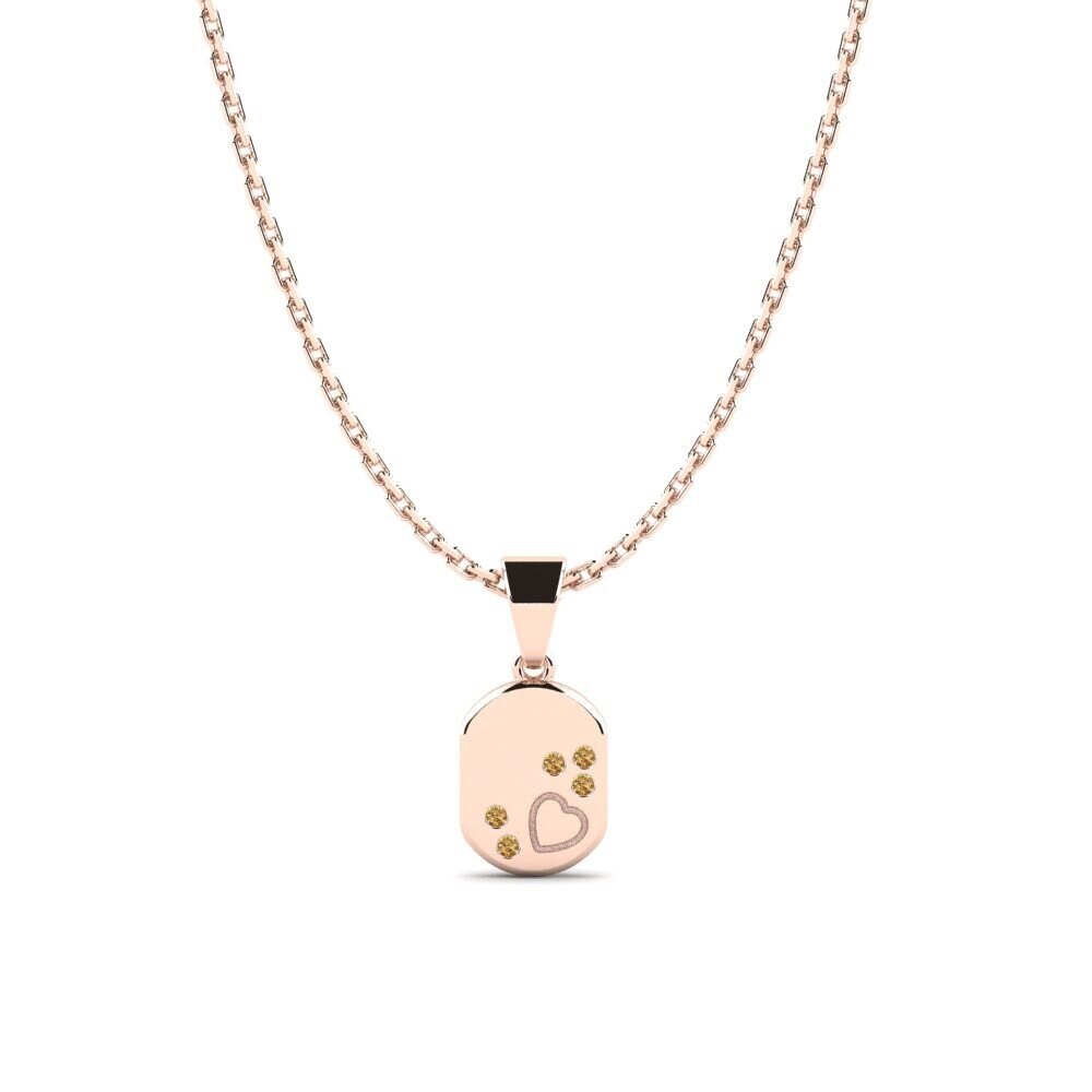 14k Oro Rosa Diamante Marrón Colgante para Niño Misae