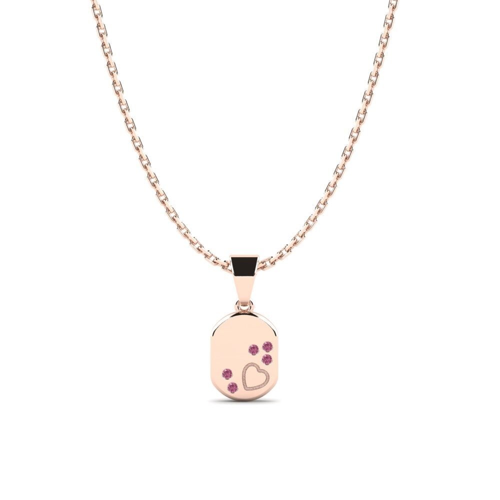 14k Oro Rosa Rodolita de Granito Colgante para Niño Misae
