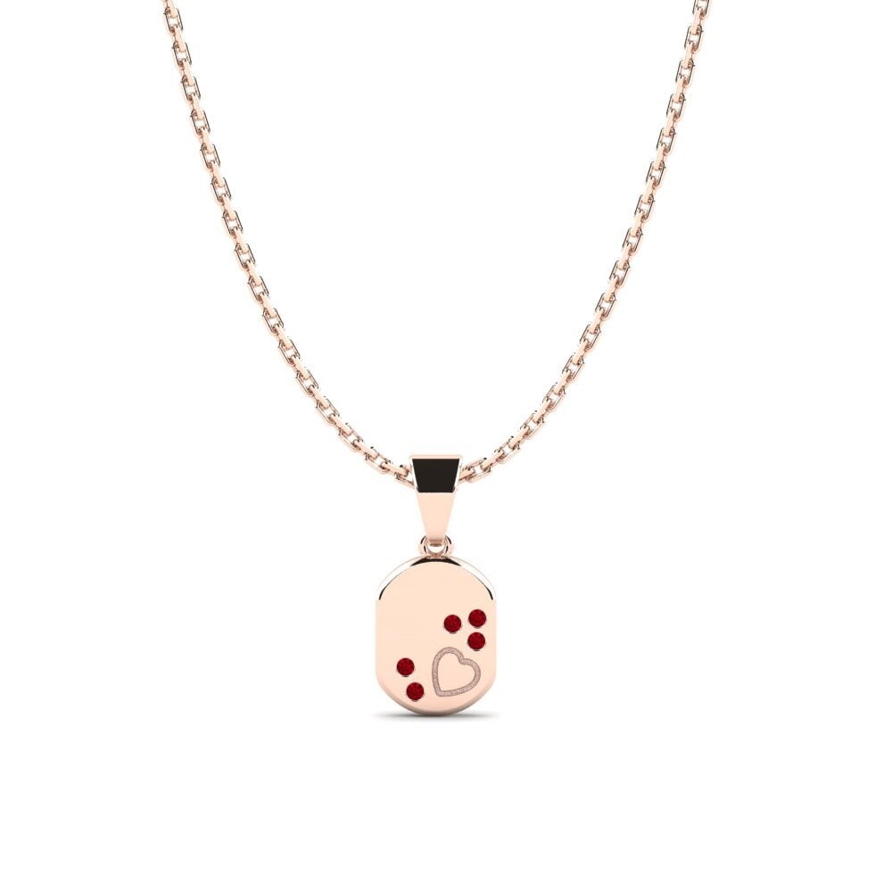 14k Oro Rosa Circonita Roja Colgante para Niño Misae