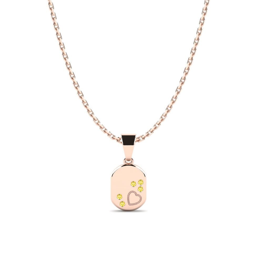 14k Oro Rosa Zafiro amarillo Colgante para Niño Misae