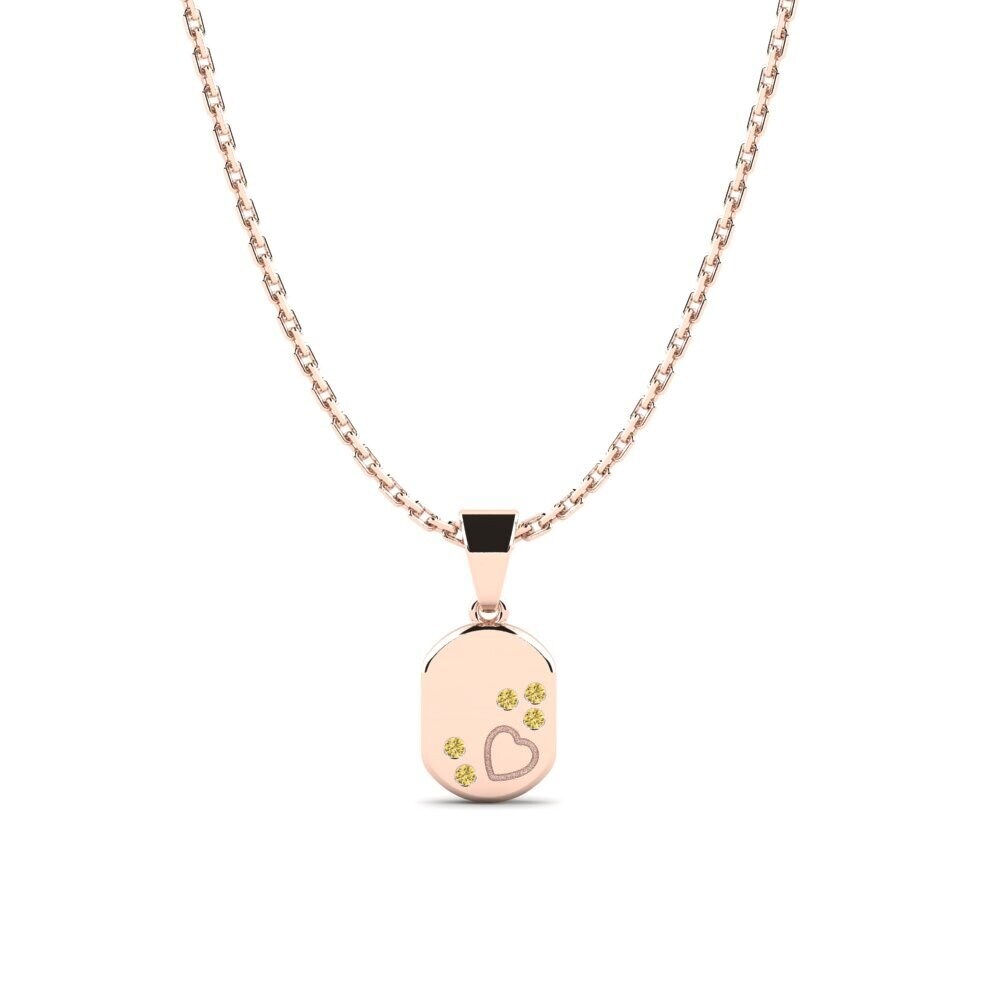 14k Oro Rosa Diamante Amarillo Colgante para Niño Misae