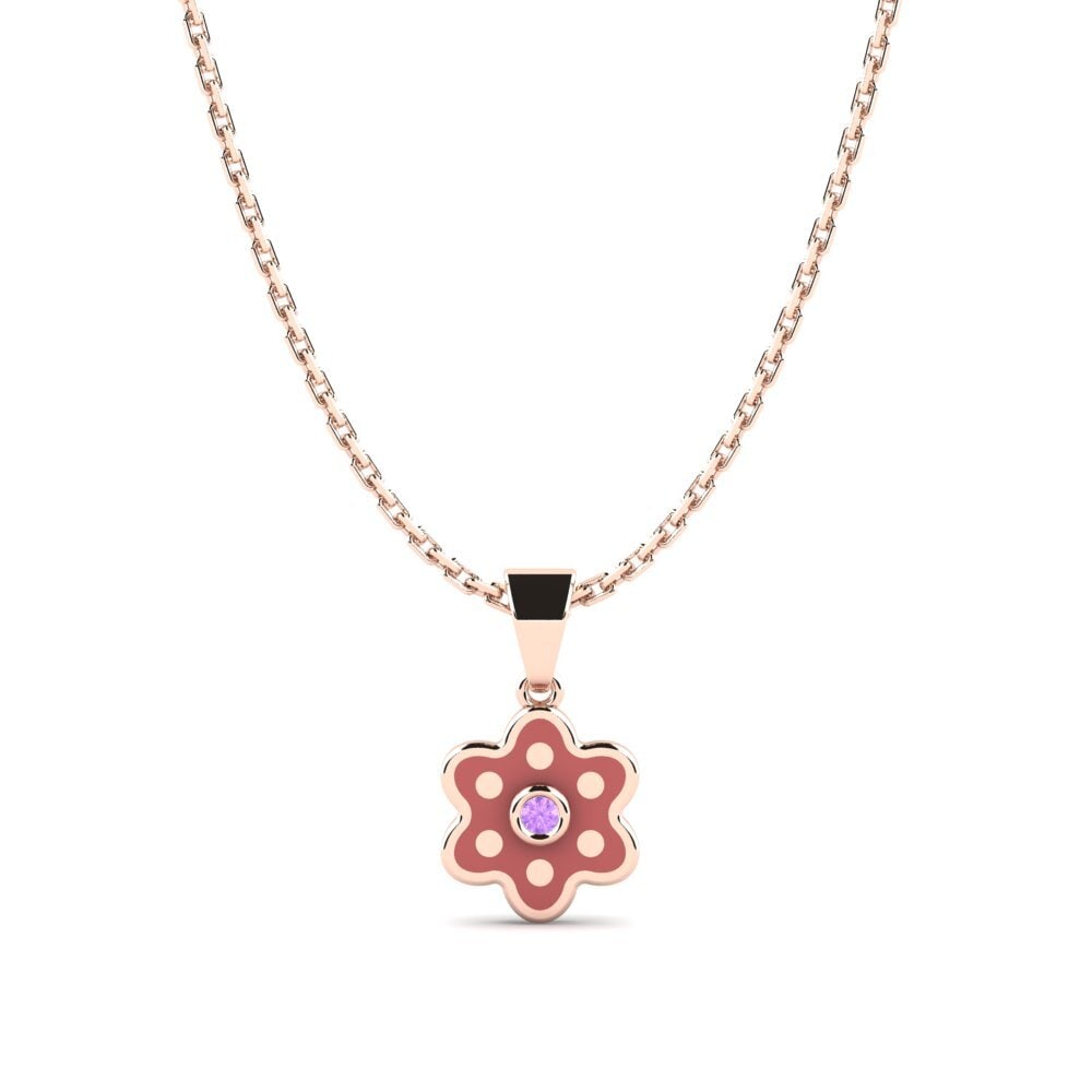 14k Oro Rosa Amatista Colgante para Niño Riene