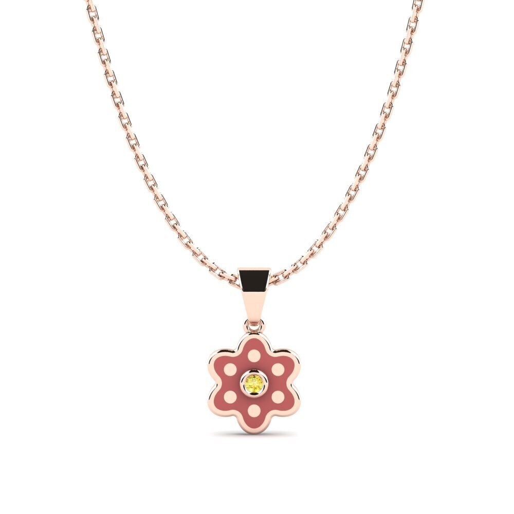 14k Oro Rosa Zafiro amarillo Colgante para Niño Riene