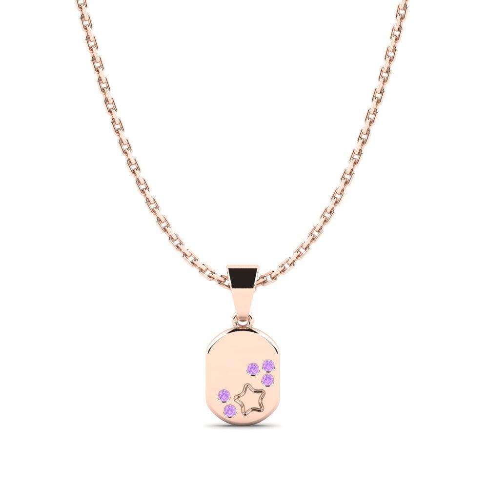 14k Oro Rosa Amatista Colgante para Niño Ronae
