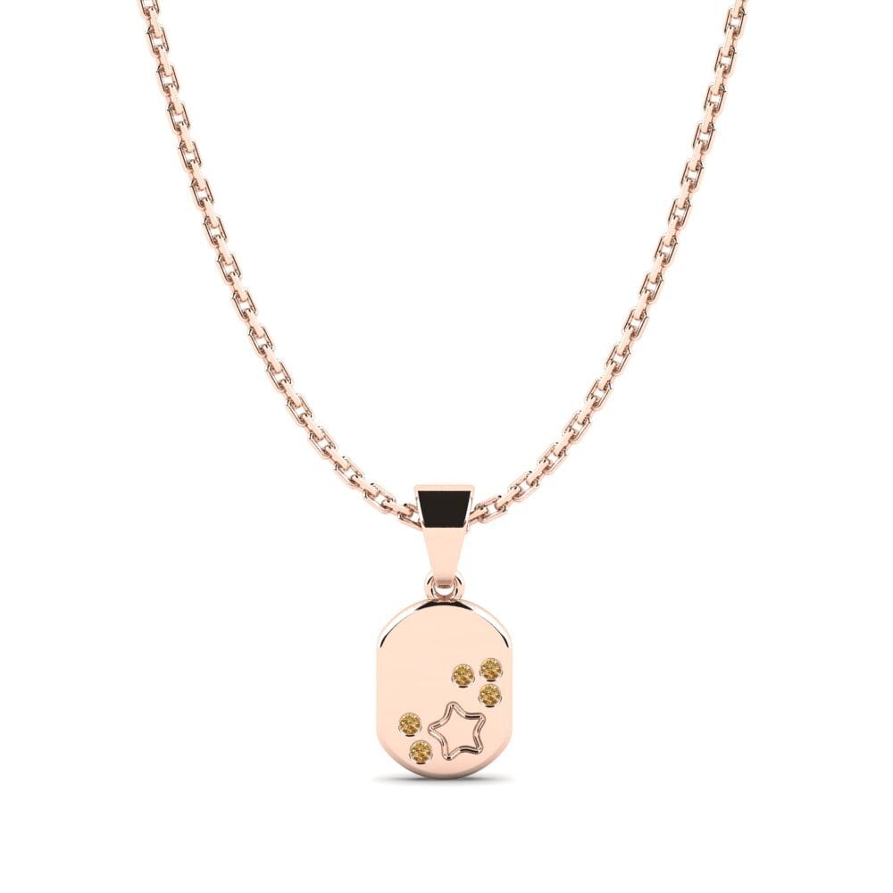 14k Oro Rosa Diamante Marrón Colgante para Niño Ronae