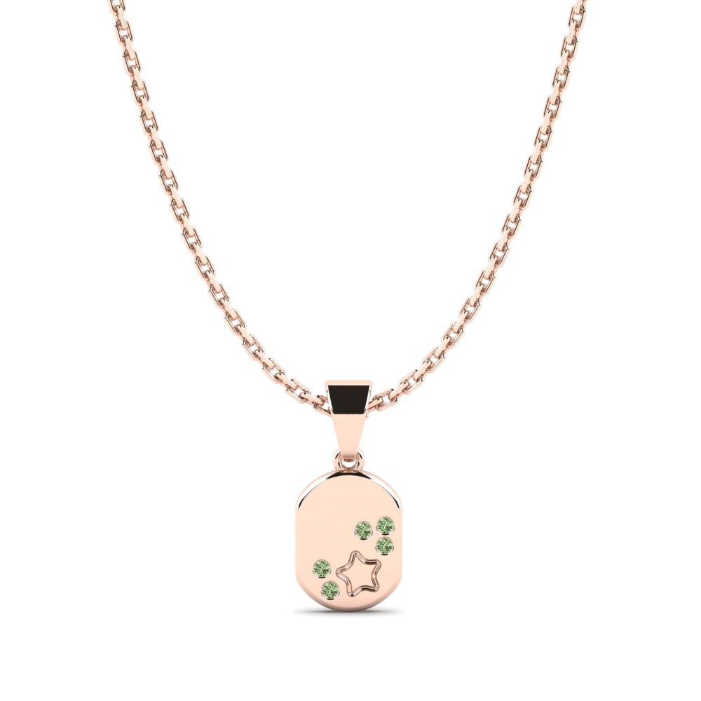 14k Oro Rosa Diamante Verde Colgante para Niño Ronae
