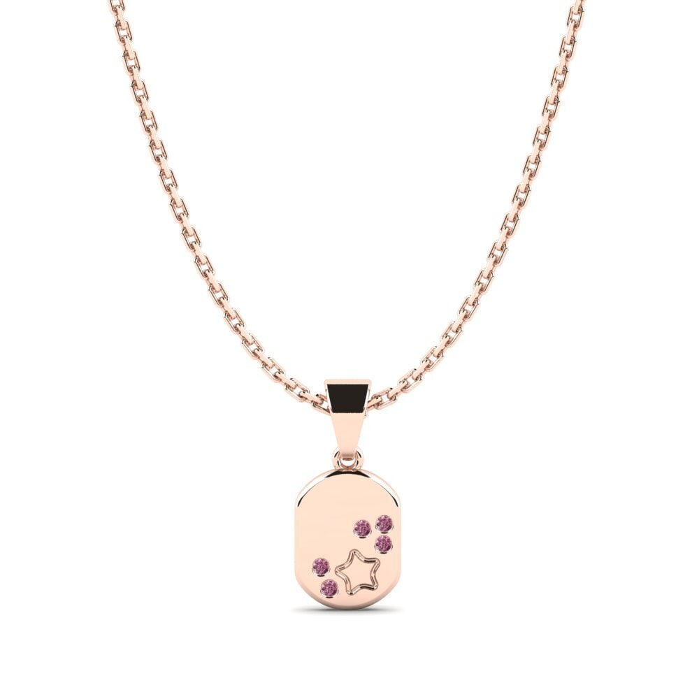 14k Oro Rosa Rodolita de Granito Colgante para Niño Ronae